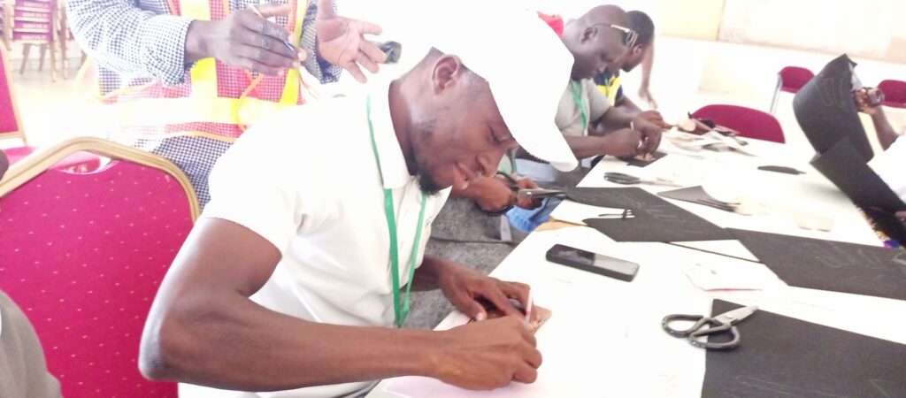 Youth taking part in Adakwa Treasures Foundation footwear making training