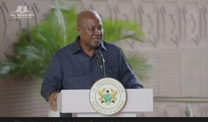 John Dramani Mahama speaks during a courtesy call by members of the Upper East Regional House of Chiefs
