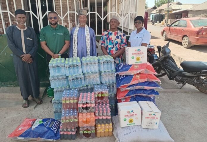 Chief Imam and staff of Bank of Africa during the donation